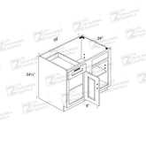 Base 39"-Pure White 39 Inches Blind Corner Base Cabinet - ZCBuildingSupply